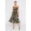 Theia Evanthe Strapless Draped Dress In Multi