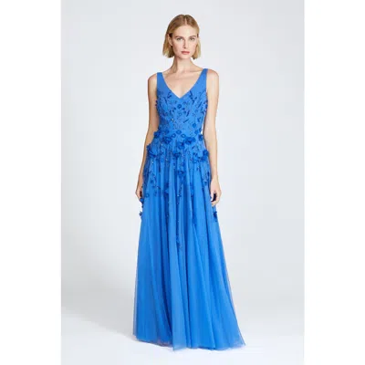 Theia Fabiana Beaded Capelet Gown