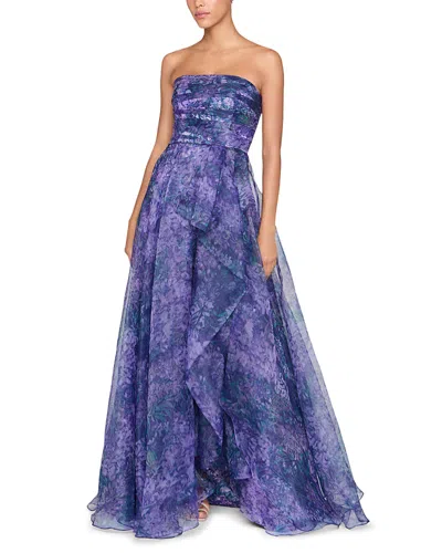 Theia Fahreta Strapless Gown In Blue
