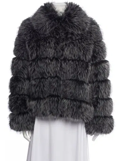 Pre-owned Theia Faux Fur Jacket In Black