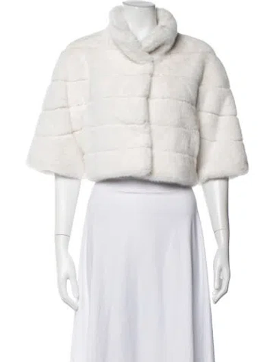 Pre-owned Theia Faux Fur Jacket In White