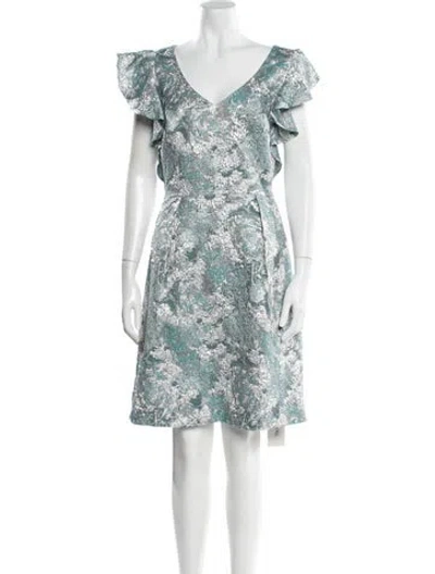 Pre-owned Theia Floral Print Knee-length Dress