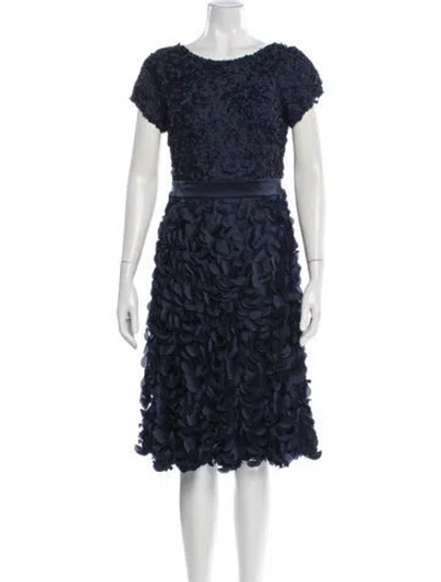 Pre-owned Theia Floral Print Knee-length Dress In Blue