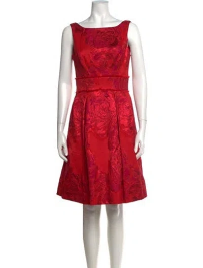 Pre-owned Theia Floral Print Knee-length Dress In Red