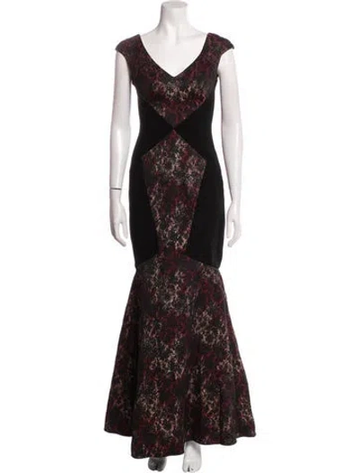 Pre-owned Theia Floral Print Long Dress
