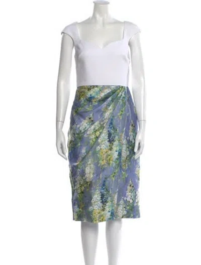 Pre-owned Theia Floral Print Midi Length Dress