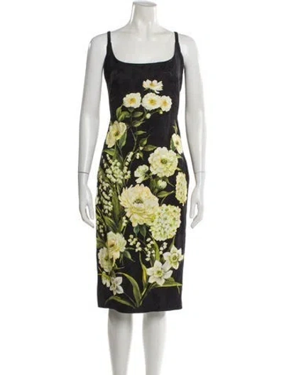 Pre-owned Theia Floral Print Midi Length Dress In Multi