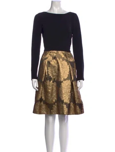 Pre-owned Theia Floral Print Mini Dress In Black