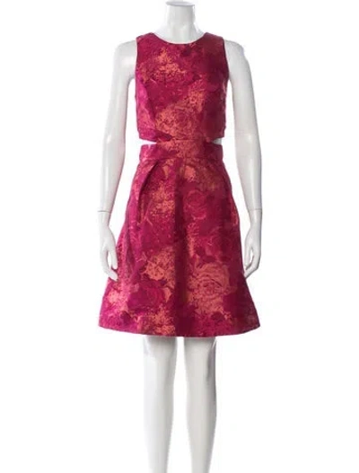 Pre-owned Theia Floral Print Mini Dress In Pink