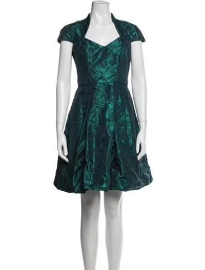 Pre-owned Theia Floral Print Mini Dress W/ Tags In Blue