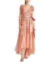 Theia Florian Embroidered Gown In White