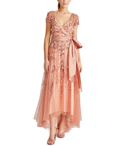 Theia Florian Embroidered Gown In White