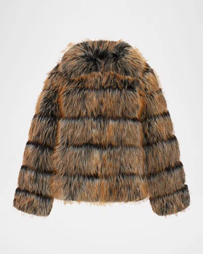 Theia Fox Faux Fur Jacket In Cross