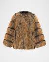 Theia Fox Faux Fur Jacket In Cross