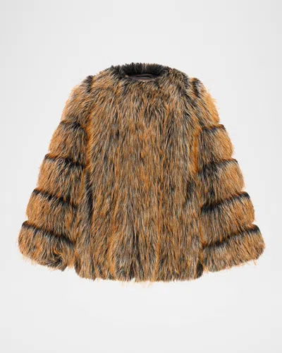 Theia Fox Faux Fur Jacket In Cross