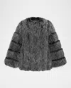 Theia Fox Faux Fur Jacket In Silver