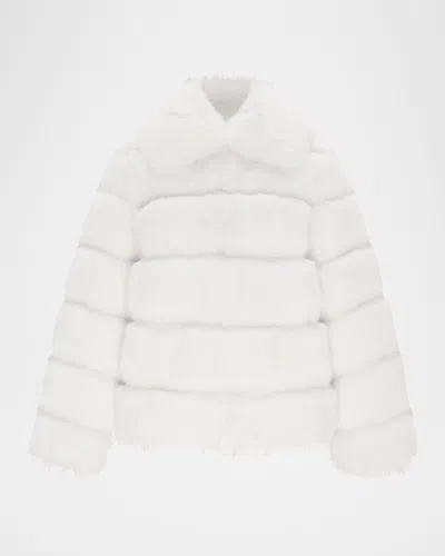 Theia Fox Faux Fur Jacket In White