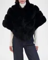 Theia Fox-like Faux Fur Cape In Black