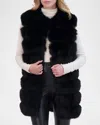 Theia Fox-like Faux Fur Vest In Black