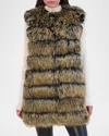 Theia Fox-like Faux Fur Vest In Cross