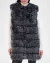 Theia Fox-like Faux Fur Vest In Silver