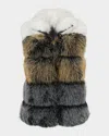 Theia Fox-like Faux Fur Vest In White Gold Silver