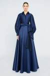 Theia Frieda Shirtdress Gown In Blue