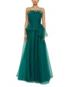 Theia Georgia Fan Bodice Gown In Green