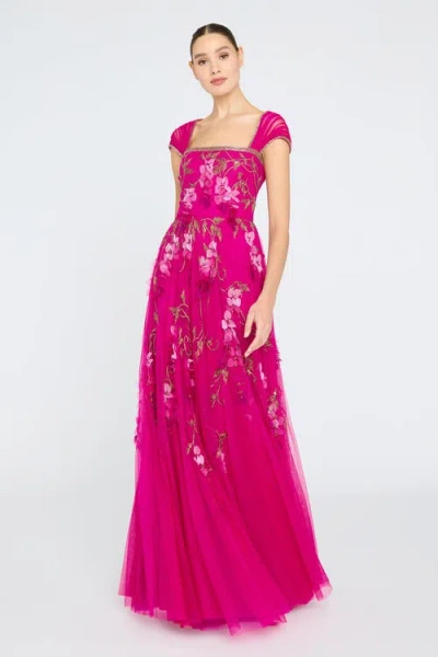 Theia Giana Beaded Gown In Pink