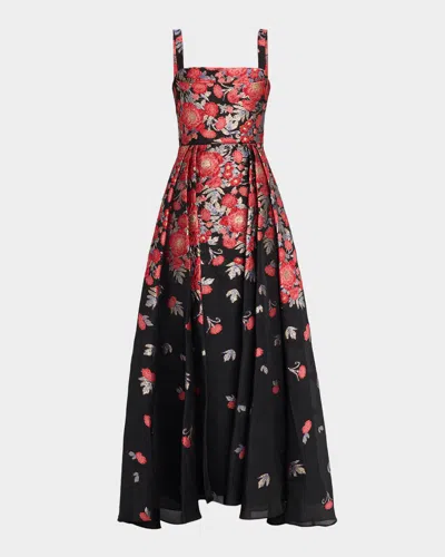 Theia Ginevra Floral Jacquard Maxi Dress In Multi
