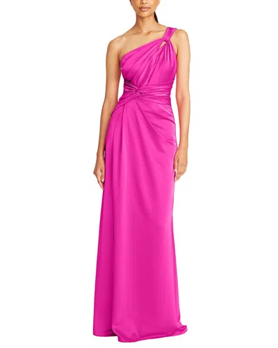 Theia Gloria Twist A-line Gown In Pink