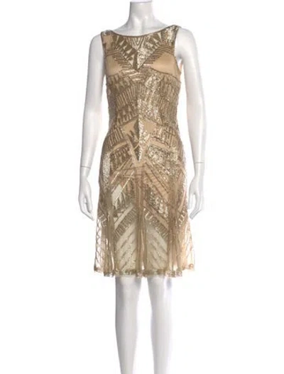 Pre-owned Theia Graphic Print Mini Dress In Neutral