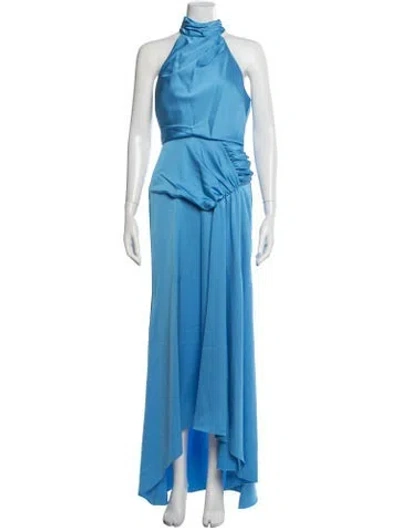 Pre-owned Theia Halterneck Long Dress In Blue
