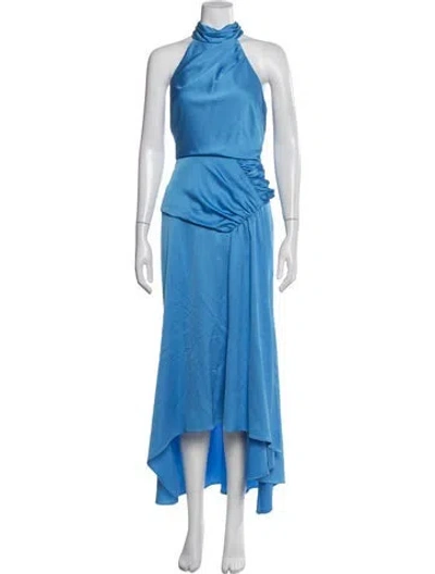 Pre-owned Theia Halterneck Long Dress In Blue