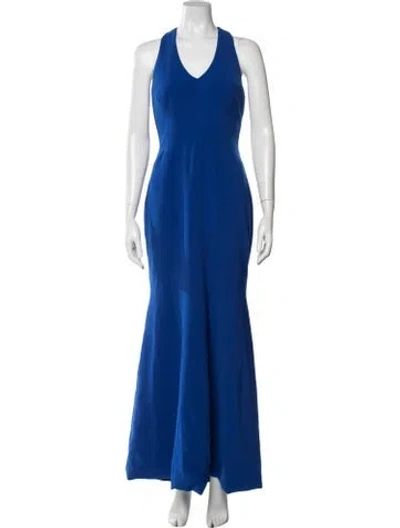 Pre-owned Theia Halterneck Long Dress In Blue