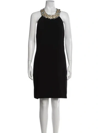 Pre-owned Theia Halterneck Mini Dress In Black