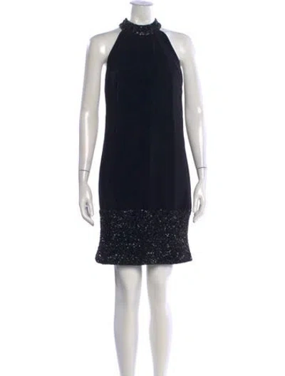 Pre-owned Theia Halterneck Mini Dress In Blue
