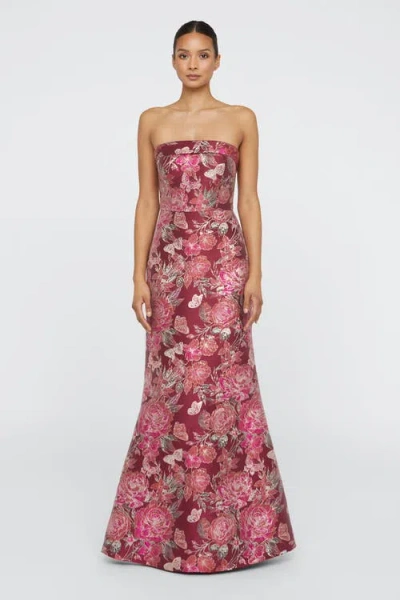 Theia Haven Strapless Gown In Multi