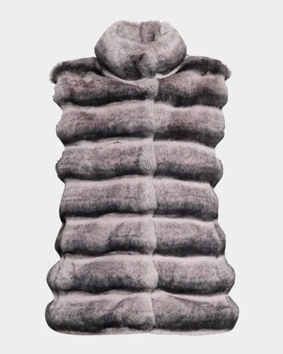 Theia Horizontal Chinchilla-like Faux Fur Vest In Gray Chinch
