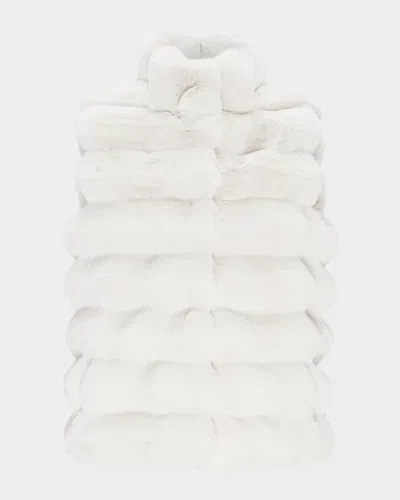 Theia Horizontal Chinchilla-like Faux Fur Vest In White Chinch