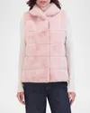 Theia Horizontal Mink-like Faux Fur Vest In Pink