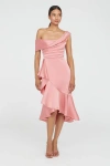 Theia Janice Draped Asymmetric Dress In Pink