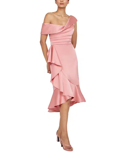 Theia Janice Draped Asymmetric Dress In Pink