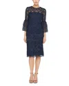 Theia Jen Flared Sleeve Sheath Dress In Blue