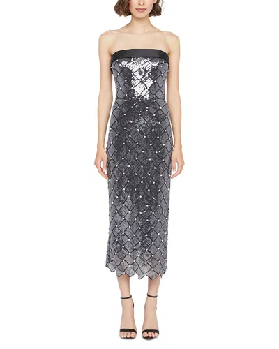 Theia Jewel Sequined Dress In Gunmetal