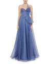 Theia Joanna Bow Bodice Gown In Blue