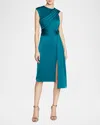 Theia Josie Sleeveless Draped Cocktail Dress In Night Swim