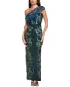 Theia Jude Beaded Gown In Green