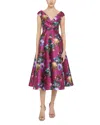 Theia Kadence V-neck Midi Dress In Sangria Poppy Stripe In Purple