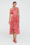 Theia Katia Draped Chiffon Dress In Pink